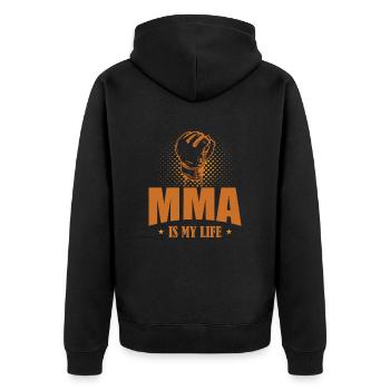 MMA is my Life Mixed Martial Arts - Unisex Premium Bio Zip Hoodie - Schwarz - Hinten - Nico (187cm)