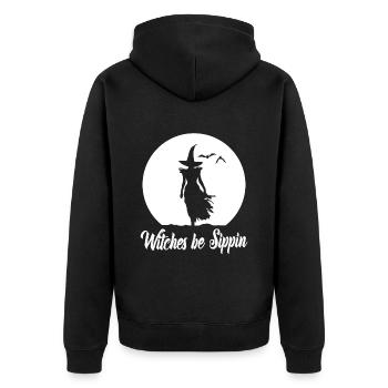 Witches Be Sippin Witch Squad Wine Glass Halloween - Unisex Premium Organic Zip Hoodie - black - Back - Nico (187cm)