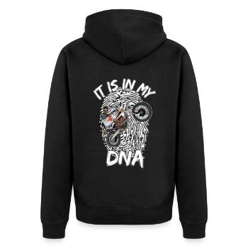 Motocross / Enduro / Freestyle mx / Dirtbike retro - Unisex Premium Bio Zip Hoodie - Schwarz - Hinten - Nico (187cm)