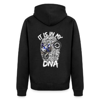Motocross / Enduro / Freestyle mx / Dirtbike retro - Unisex Premium Bio Zip Hoodie - Schwarz - Hinten - Nico (187cm)