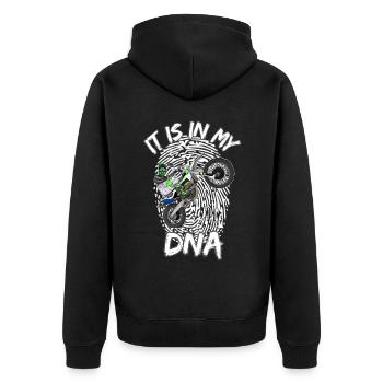 Motocross / Enduro / Freestyle mx / Dirtbike retro - Unisex Premium Bio Zip Hoodie - Schwarz - Hinten - Nico (187cm)