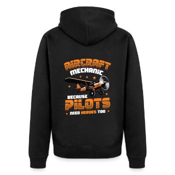 Luftfahrzeugmechaniker, Wartung Reparatur Flugzeug - Unisex Premium Bio Zip Hoodie - Schwarz - Hinten - Nico (187cm)