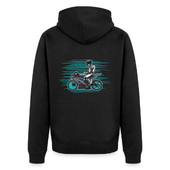 Motorcycle Lifestyle / Motorcycle / Motorcycle biker - Unisex Premium Organic Zip Hoodie - black - Back - Nico (187cm)