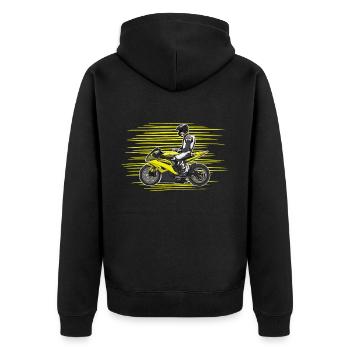 Motorcycle Lifestyle / Motorcycle / Motorcycle biker - Unisex Premium Organic Zip Hoodie - black - Back - Nico (187cm)