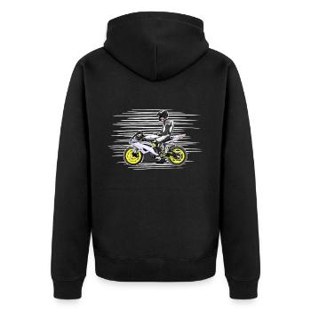 Moto Lifestyle / Moto / Moto motard - Veste à capuche bio Premium Unisexe - noir - Dos - Nico (187cm)