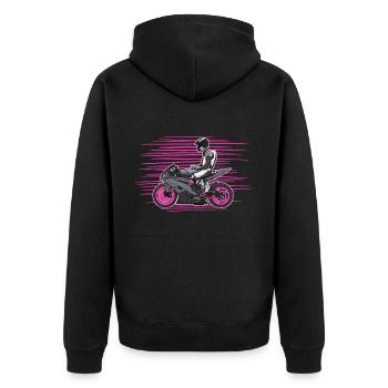 Motorcycle Lifestyle / Motorrad / Motorräder biker - Unisex Premium Bio Zip Hoodie - Schwarz - Hinten - Nico (187cm)