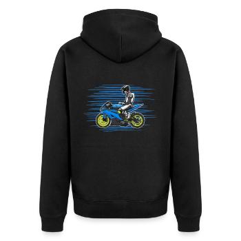 Motorcycle Lifestyle / Motorcycle / Motorcycle biker - Unisex Premium Organic Zip Hoodie - black - Back - Nico (187cm)