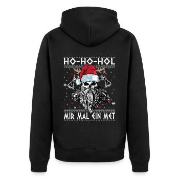 Ho Ho Hol Mir Mal Ein MET Ugly Christmas Wikinger - Unisex Premium Bio Zip Hoodie - Schwarz - Hinten - Nico (187cm)