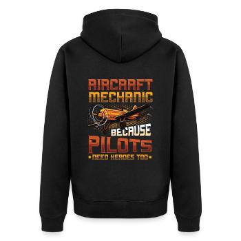 Luftfahrzeugmechaniker, Wartung Reparatur Flugzeug - Unisex Premium Bio Zip Hoodie - Schwarz - Hinten - Nico (187cm)
