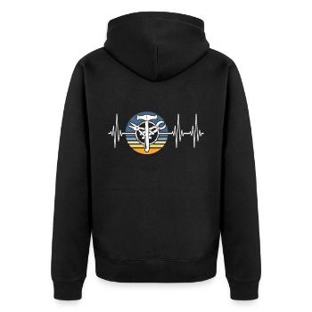 Building tinsmith ECG Spengler heart line - Unisex Premium Organic Zip Hoodie - black - Back - Nico (187cm)