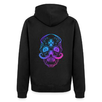 Cinco De Mayo Stylized Sugar Skull Day Of The Dead - Unisex Premium Bio Zip Hoodie - Schwarz - Hinten - Nico (187cm)