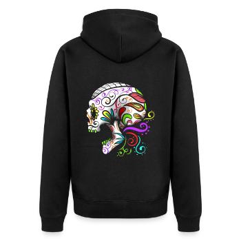 Painted Sugar Skull For Dia De Los Muertos Day Of - Unisex Premium Bio Zip Hoodie - Schwarz - Hinten - Nico (187cm)
