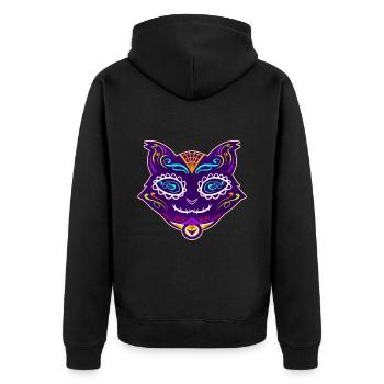 Painted Dia De Los Muertos Cat Day Of The Dead - Unisex Premium Bio Zip Hoodie - Schwarz - Hinten - Nico (187cm)