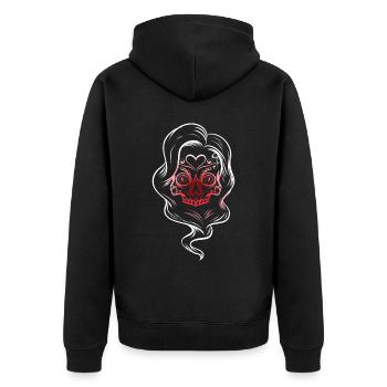 Peinture de crâne de sucre féminin Calaveras Journée de maquillage - Veste à capuche bio Premium Unisexe - noir - Dos - Nico (187cm)