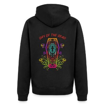Day Of The Dead Casket Dia De Los Muertos - Unisex Premium Bio Zip Hoodie - Schwarz - Hinten - Nico (187cm)