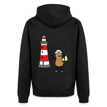 maritime peanut child sailor lighthouse ahoy - Unisex Premium Organic Zip Hoodie - black - Back - Nico (187cm)
