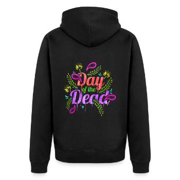 Logo With Ears Of Grain For Day Of The Dead - Unisex Premium Bio Zip Hoodie - Schwarz - Hinten - Nico (187cm)