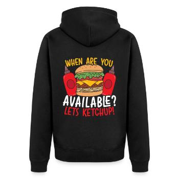 Quand êtes-vous disponible Laisse Ketchup Food Hamburger - Veste à capuche bio Premium Unisexe - noir - Dos - Nico (187cm)