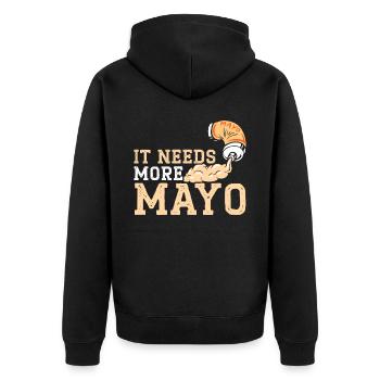 It Needs More Mayo Food Lover Foodie Mayonnaise - Unisex Premium Organic Zip Hoodie - black - Back - Nico (187cm)