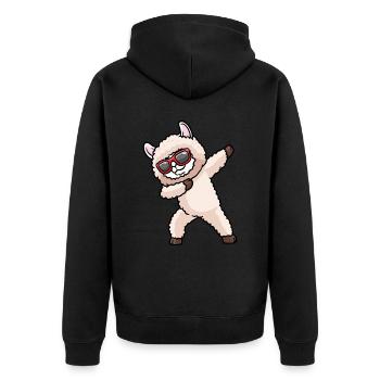 Alpaga dansant avec des lunettes de soleil danseur de danse - Veste à capuche bio Premium Unisexe - noir - Dos - Nico (187cm)