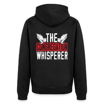 The Congregation Whisperer Pastor Preacher - Unisex Premium Organic Zip Hoodie - black - Back - Nico (187cm)