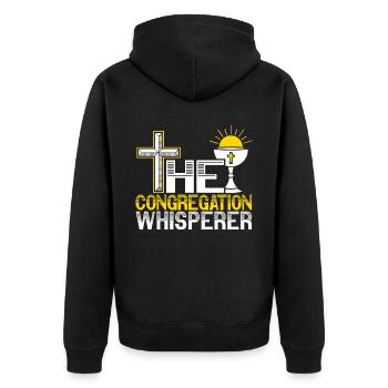 The Congregation Whisperer Pastor Preacher - Unisex Premium Organic Zip Hoodie - black - Back - Nico (187cm)