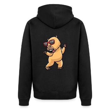 Capybara Tanzen Mit Sonnenbrille Wasserschwein - Unisex Premium Bio Zip Hoodie - Schwarz - Hinten - Nico (187cm)
