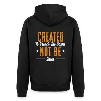 Created To Preach The Gospel Not Be Silent Pastor - Unisex Premium Organic Zip Hoodie - black - Back - Nico (187cm)