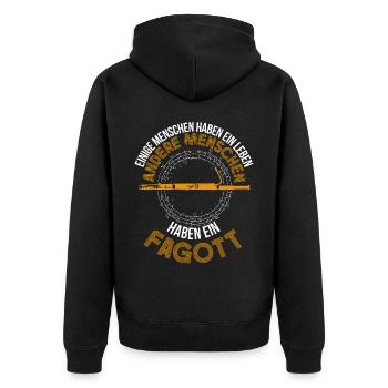 Fagott Instrument Bass Fagottist - Unisex Premium Bio Zip Hoodie - Schwarz - Hinten - Nico (187cm)