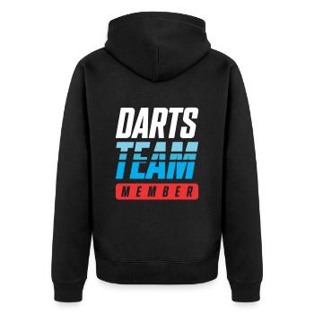 Darts Team - Unisex Premium Bio Zip Hoodie - Schwarz - Hinten - Nico (187cm)