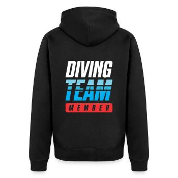 Diving Team - Unisex Premium Organic Zip Hoodie - black - Back - Nico (187cm)
