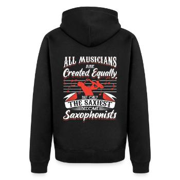 Saxophon Saxophonspieler Saxophonist Lustig - Unisex Premium Bio Zip Hoodie - Schwarz - Hinten - Nico (187cm)