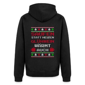 Glühwein saufen Ugly Christmas Glühweintasse - Unisex Premium Bio Zip Hoodie - Schwarz - Hinten - Nico (187cm)