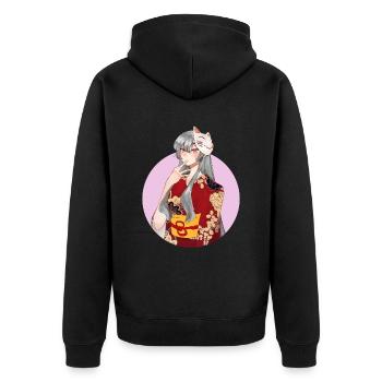 Japon Kitsune Masque Anime Otaku - Veste à capuche bio Premium Unisexe - noir - Dos - Nico (187cm)