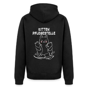 Katze auf Pflege Katzen Pflegestelle - Unisex Premium Bio Zip Hoodie - Schwarz - Hinten - Nico (187cm)