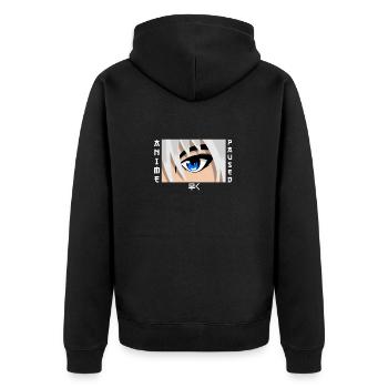 Anime Otaku Weeb Anime Paused Talk Fast - Unisex Premium Bio Zip Hoodie - Schwarz - Hinten - Nico (187cm)