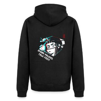 Anime Otaku Weeb Anime Pause Talk Fast - Veste à capuche bio Premium Unisexe - noir - Dos - Nico (187cm)