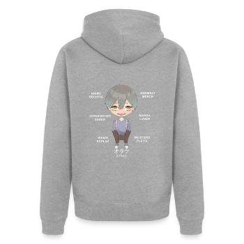 Otaku Anime Garçon - Veste à capuche bio Premium Unisexe - gris chiné - Dos - Nico (187cm)