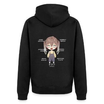 Otaku Anime Fille - Veste à capuche bio Premium Unisexe - noir - Dos - Nico (187cm)