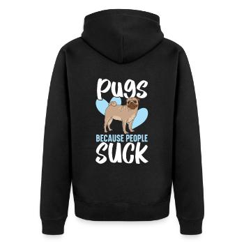 Carlins parce que les gens sucent Carlin Propriétaire Chien Amoureux - Veste à capuche bio Premium Unisexe - noir - Dos - Nico (187cm)