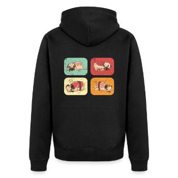 Mops-Besitzer Hundeliebhaber Puppy Paw Love Feinschmecker - Unisex Premium Bio Zip Hoodie - Schwarz - Hinten - Nico (187cm)