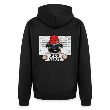 Mops Shot Mops Besitzer Hund Lover Welpe Pfote Liebe - Unisex Premium Bio Zip Hoodie - Schwarz - Hinten - Nico (187cm)