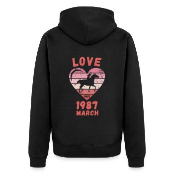 Love Horse Riding Birthday March 1987 - Unisex Premium Organic Zip Hoodie - black - Back - Nico (187cm)
