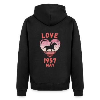Love Horse Riding Birthday May 1957 - Unisex Premium Organic Zip Hoodie - black - Back - Nico (187cm)