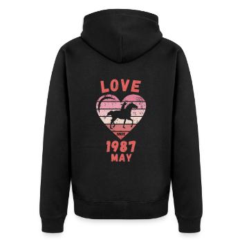 Love Horse Riding Birthday May 1987 - Unisex Premium Organic Zip Hoodie - black - Back - Nico (187cm)
