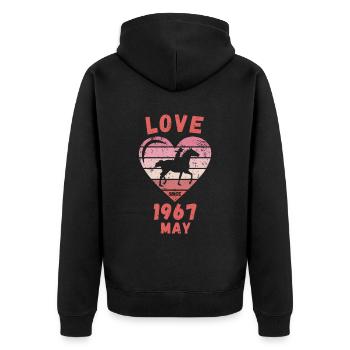 Love Horse Riding Birthday May 1967 - Unisex Premium Organic Zip Hoodie - black - Back - Nico (187cm)