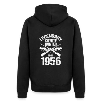 Kojotentöter und Kojotenjagd auf Wildtiere - Unisex Premium Bio Zip Hoodie - Schwarz - Hinten - Nico (187cm)
