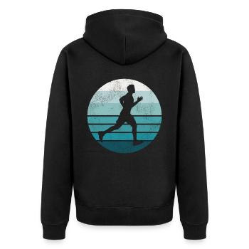 Coureur de course Semi-Marathon Rétro - Veste à capuche bio Premium Unisexe - noir - Dos - Nico (187cm)
