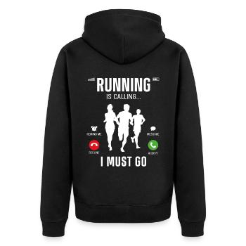 Running Runner Half Marathon Phone - Unisex Premium Organic Zip Hoodie - black - Back - Nico (187cm)