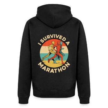Running Runner Half Marathon - Unisex Premium Bio Zip Hoodie - Schwarz - Hinten - Nico (187cm)